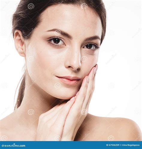 Beauty Woman Face Portrait. Beautiful Model Girl with Perfect Fresh Clean Skin. Stock Image ...