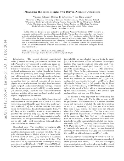 (PDF) Measuring the Speed of Light with Baryon Acoustic Oscillations