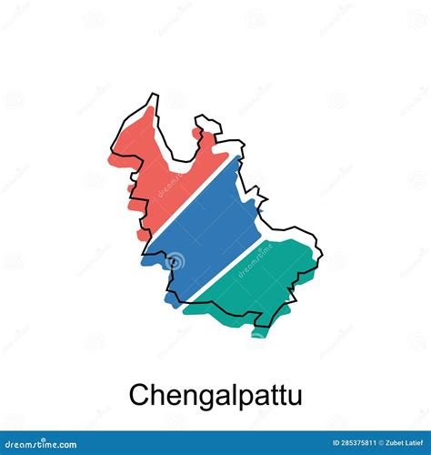 Map of Chengalpattu Vector Design Template, National Borders and Important Cities Illustration ...