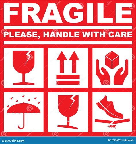 Fragile Handle With Care Label Sticker Cartoon Vector | CartoonDealer ...