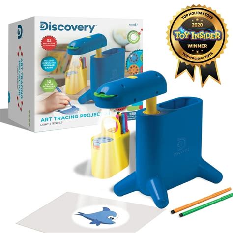 Discovery Kids Art Tracing Projector Kit for Kids, 32 Stencils and 12 Markers Included, Easy ...