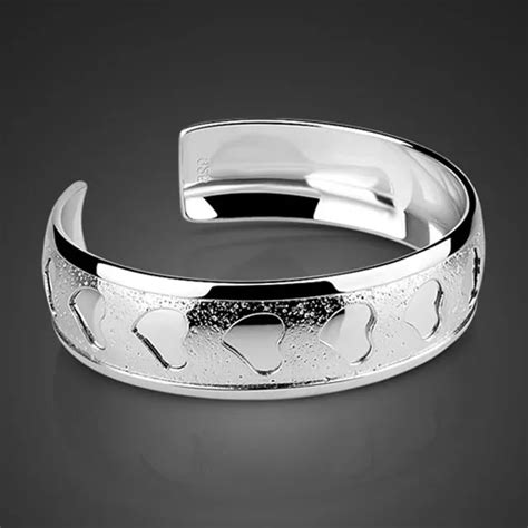 Solid 925 Sterling Silver bracelets & bangles for women.Lovers bangles silver colors ladies ...