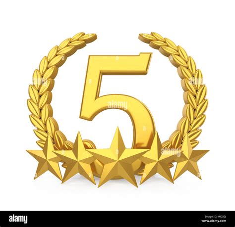 Five Golden Stars Badge Isolated Stock Photo - Alamy