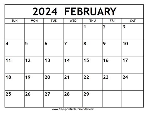 February 2024 Calendar Printable Pdf Download - Irma Bernadette