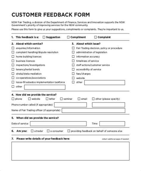 FREE 12+ Sample Feedback Forms in PDF | Excel | MS Word