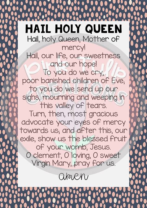 Challenger Hail Holy Queen Prayer Printable | Tristan Website