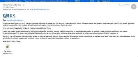 It's Tax Time, Beware of this IRS Phishing Email - Tualatin Web, LLC