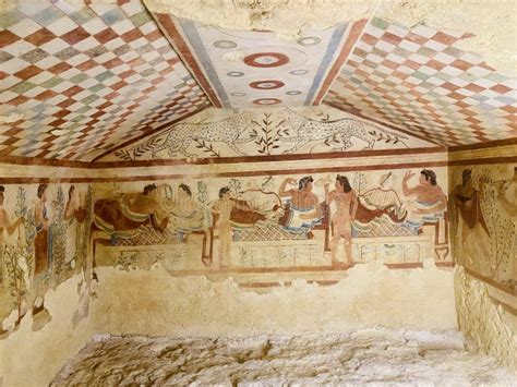 Wall Paintings in Ancient Etruscan Tombs Stock Photo - Image of ancient ...