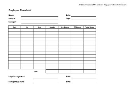 Free Printable Time Sheets Weekly