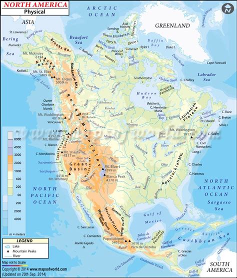 North America Map Physical Features - Allyce Maitilde