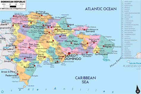 Large political and administrative map of Dominican Republic with roads, cities and airports ...