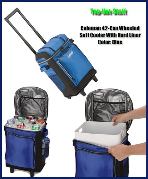 Coleman 42-Can Wheeled Soft Cooler With Hard Liner Holds 42 Beer or Soda cans Telescoping handle ...