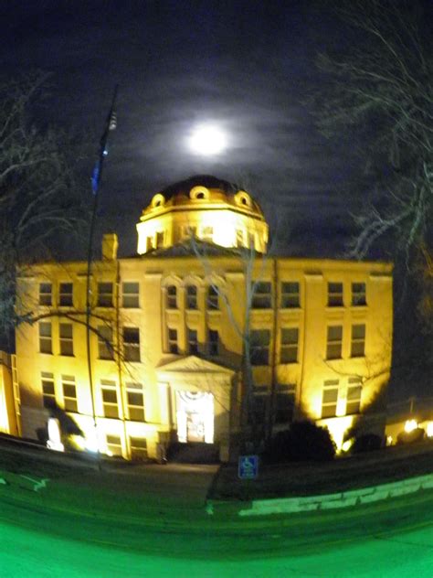 Blaine County Court House in Oklahoma with full moon overhead ...