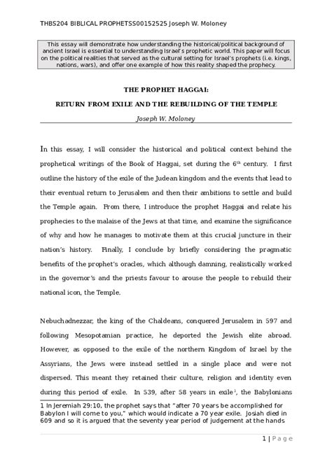 (DOC) The Prophet Haggai: Return From Exile & Rebuilding the Temple | Joseph Moloney - Academia.edu