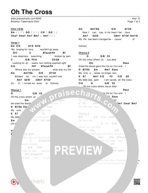 Oh The Cross Chords PDF (The Brooklyn Tabernacle Choir) - PraiseCharts