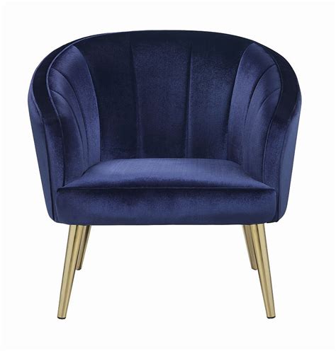 Blue Velvet Accent Chair by Coaster Furniture | FurniturePick