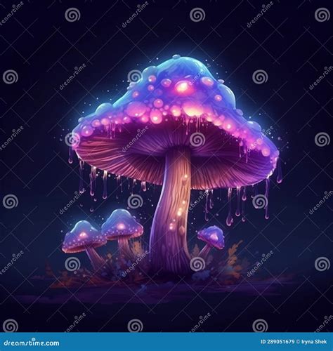 Neon Mushrooms, Cartoon Illustration, High Quality Llustration Stock Illustration - Illustration ...