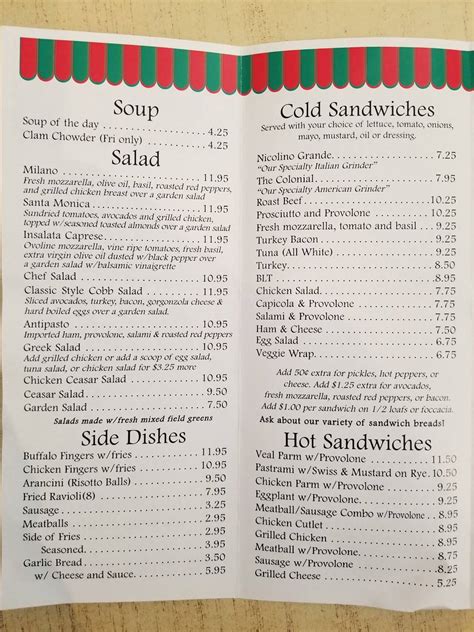 Menu at Napoli Italian Deli & Catering restaurant, Shrewsbury