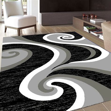 Ebern Designs Collingwood Gray/White/Black Area Rug & Reviews | Wayfair Black Runner Rug, Black ...