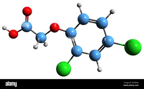 3D image of Dichlorophenoxyacetic acid skeletal formula - molecular ...