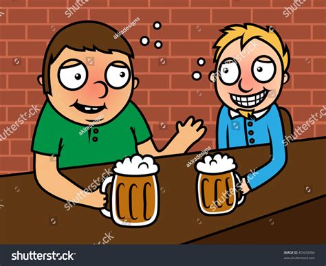 Cartoon Drunk Alcoholic Men Sitting In A Bar And Drinking Beer, Vector ...