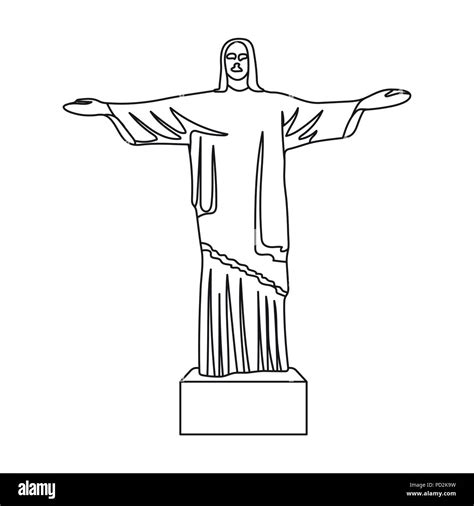 El Cristo Redentor, icono en el esquema de diseño aislado sobre fondo ...