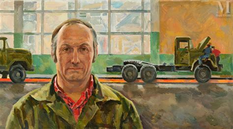 Portrait d’un héros du travail socialiste, chauffeur-mécanicien du ZIL et mentor, Manakhtin A.YA ...