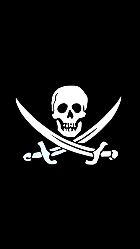 Jolly Roger Pirate Skull Black And White IPhone 6 Plus HD Wallpaper ...