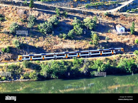 train in Douro valley Portugal Stock Photo - Alamy