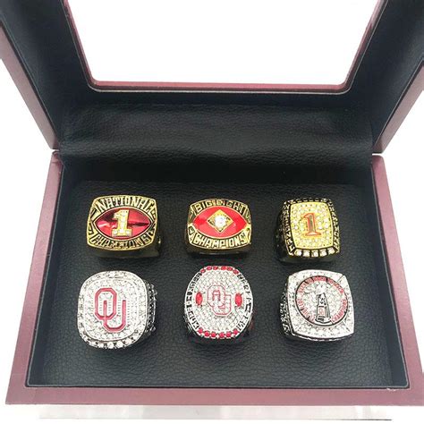 Oklahoma Sooners National Championship 6 Rings Set - Punk Dark