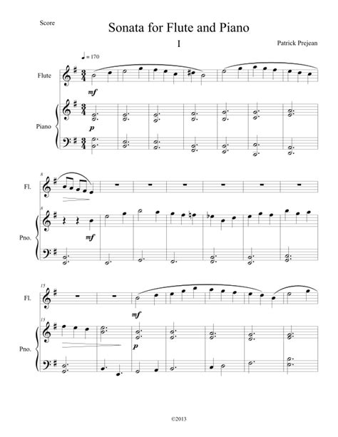 Sonata for Flute and Piano by Patrick Prejean Sheet Music for Instrumental Solo and Piano ...