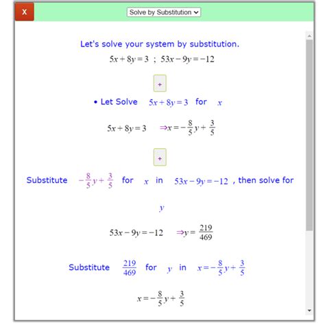 Solve by substitution calculator | Substitution method calculator