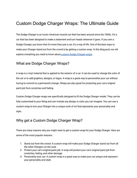 Custom Dodge Charger Wraps: The Ultimate Guide by Nicolus lin - Issuu