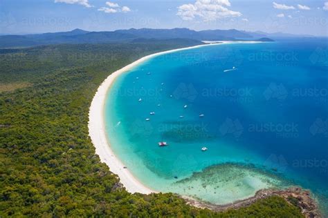 Image of Aerial view of Whitehaven Beach - Austockphoto