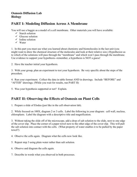 Osmosis Diffusion Lab