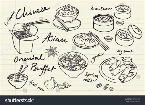 Chinese Food Vector Drawings Set - 127435907 : Shutterstock