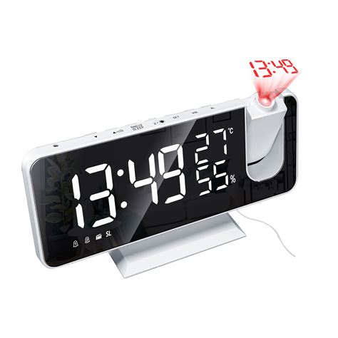 Digital Projection Alarm Clock With Mirror Surface 4-In-1 180 Degree ...