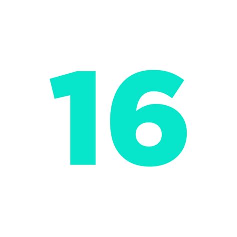 Number 16 Generic Outline Color icon