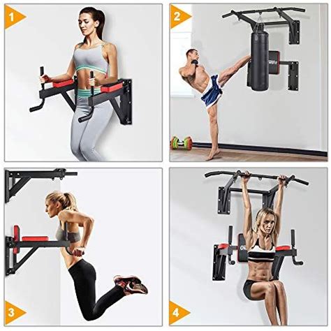 OneTwoFit Multifunctional Wall Mounted Pull Up Bar Power Tower Set Chin ...