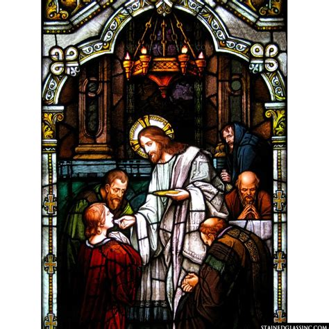 "Jesus Giving Communion" Religious Stained Glass Window