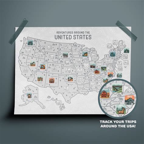 USA Travel Map 50 States Sticker Map - Etsy