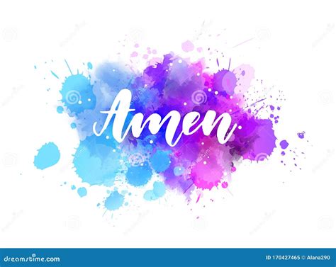 Amen Lettering on Watercolor Splash Stock Vector - Illustration of amen ...