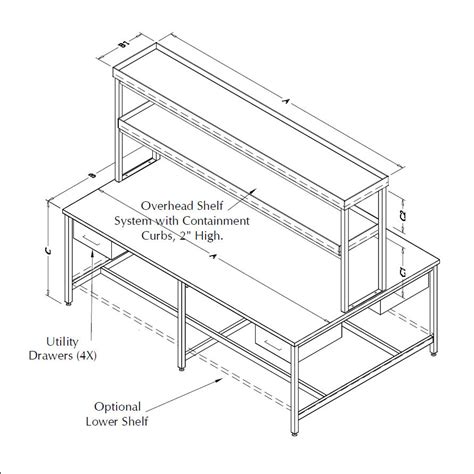 RDM AR-109PCLG-DBLRSR Lab Table w/ Double Upper Shelf