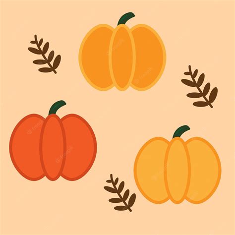 Premium Vector | Pumpkins with leaves