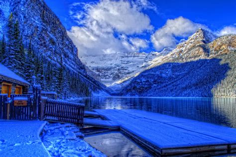 Cabane – Canada – Forêt – Hiver – Lac – Montagne – Neige – Nuage – Parc national de Banff | Lac ...