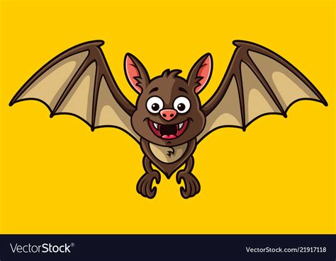 Cartoon brown bat with yellow background Vector Image