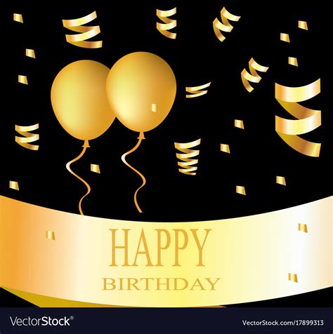 Happy birthday card golden Royalty Free Vector Image