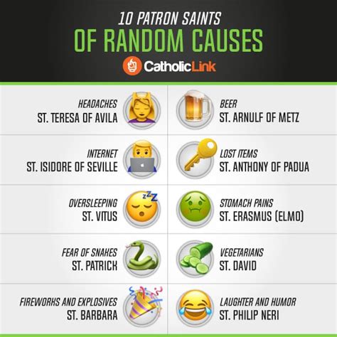 10 Patron Saints Of Random Causes | Catholic Link Infographic