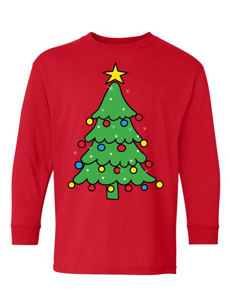 Awkward Styles Ugly Christmas Long Sleeve Shirt for Kids Youth Boys Girls Xmas Tree Green Shirt ...