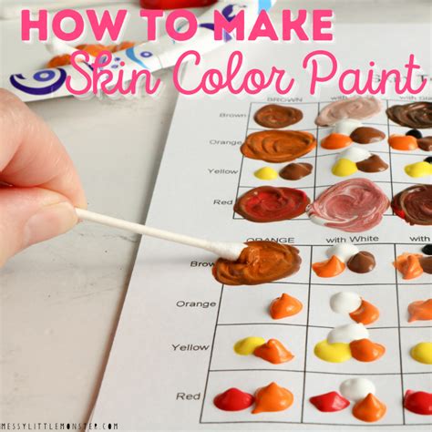 how to make skin color paint printable skin color mixing chart in - how ...